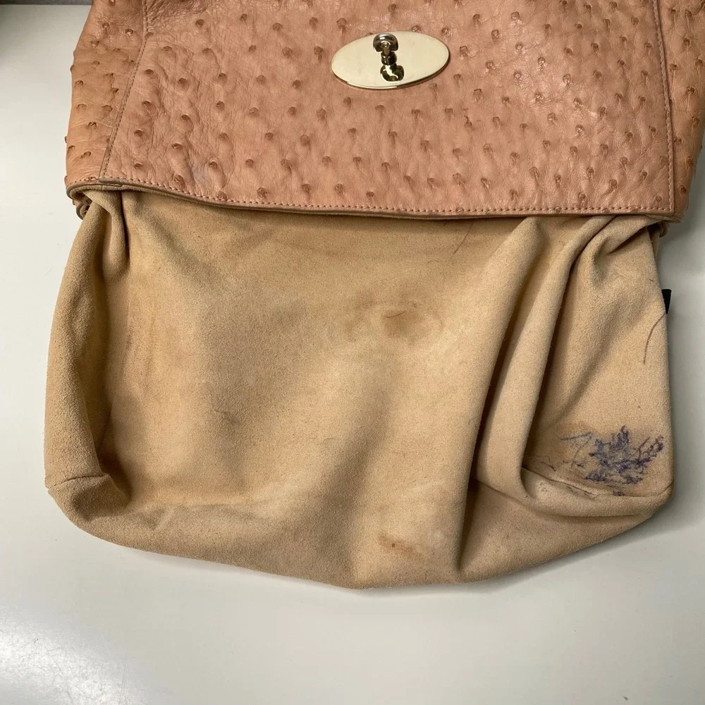 Mulberry Lily Medium Exotic Ostrich Leather Chain Crossbody‎ Shoulder Bag Rare!